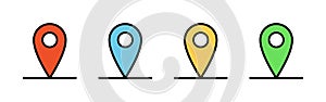 Vector Location Icon Set In Multiple Color
