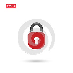 Vector lock icon symbol and security with red color