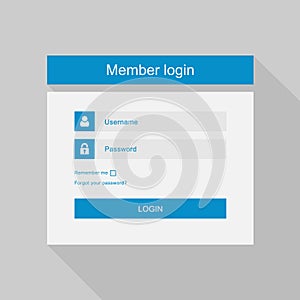 Vector login interface - username and password, fl