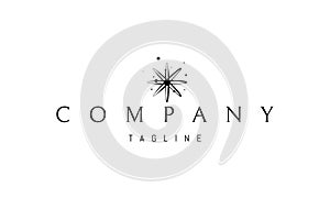 Vector logo with an abstract image of an atom with orbits.