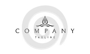 Vector logo with an abstract image of a flower bud in the form of a flame.