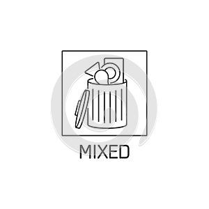 Vector logo, badge and icon for mixed waste. Symbol of sorting garbages