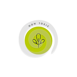 Vector logo, badge and icon for natural and organic products. Non toxic sign design. Symbol of healthy product