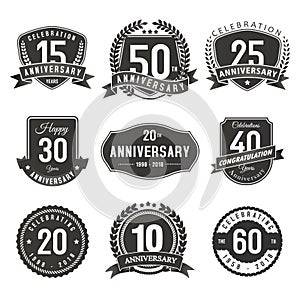 Vector logo, badge and label of anniversary