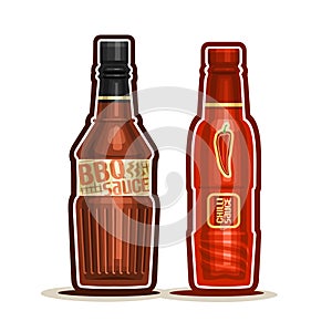 Vector logo BBQ and Chilli Sauce Bottles