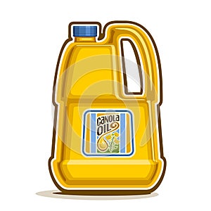 Vector logo big yellow plastic Bottle with Canola Oil