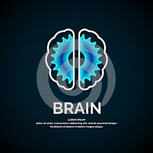 Vector logo brain color silhouette on a dark background.