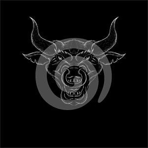 The Vector logo bull for T-shirt design or outwear.  Hunting style bull background. This drawing would be nice to make on the
