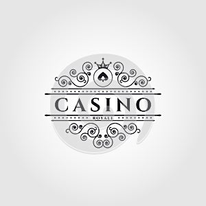 Vector logo for Casino. vintage Poker and casino set of vector black gambling emblems, labels, badges or logos
