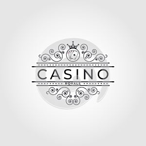 Vector logo for Casino. vintage Poker and casino set of vector black gambling emblems, labels, badges or logos