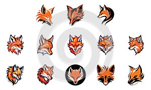 Vector Logo Collection Featuring Fire Fox Heads