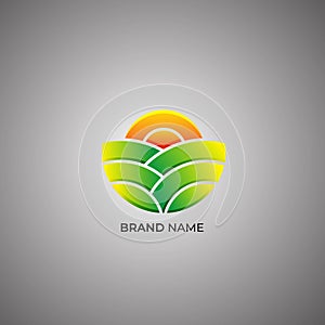 Agriculture logo design abstract against a white gradation background