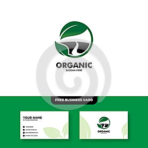 Vector logo design for agriculture, agronomy, rural country farming field, natural harvest, Free Business Card