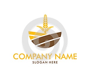 Vector logo design for agriculture, agronomy, wheat farm, rural country farming field, natural harvest