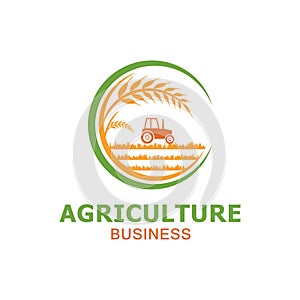 Vector logo design for agriculture, agronomy, wheat farm, rural country farming field, natural harvest