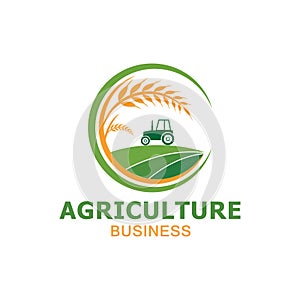 Vector logo design for agriculture, agronomy, wheat farm, rural country farming field, natural harvest