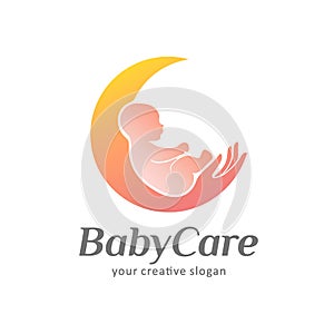 Vector logo design of baby care, motherhood and childbearing