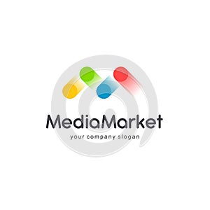 Vector logo design for business. M letter. Media sign