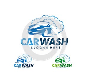 Vector logo design of car wash service, car wash maintenance