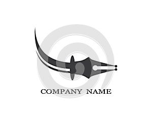 Feather pen Logo template Vector illustration photo