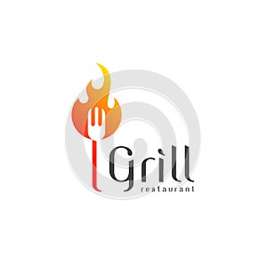 Vector logo design grill restaurant