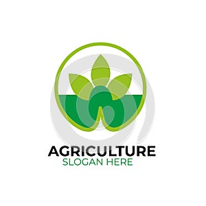 vector logo design illustration of agriculture business, tractor farm