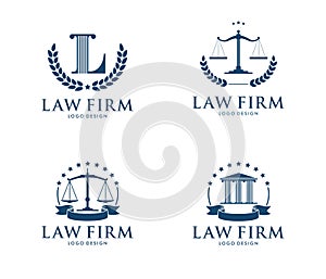 Vector logo design illustration for law firm business, attorney, advocate, court justice