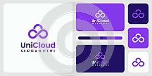 Vector logo design illustration of modern technology infinity cloud shape