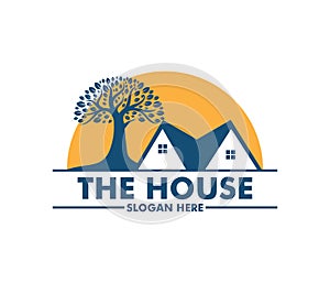Vector logo design illustration of oak tree logo, wise and strong, house property firm, green home stay resort