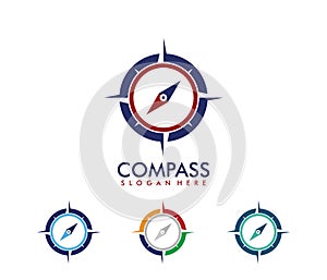 Vector logo design illustration for travel tour agency, location navigation compass adventure, explore icon