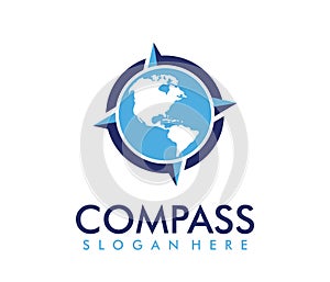 Vector logo design illustration for travel tour agency, location navigation compass adventure, explore icon