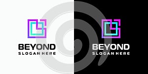 Vector logo design of initials B and O in a rectangular shape with a growth arrow