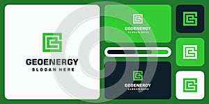 Vector logo design for the initials letter G E in a square shape