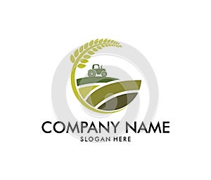 Vector logo design for agriculture, agronomy, wheat farm, rural country farming field, natural harvest photo