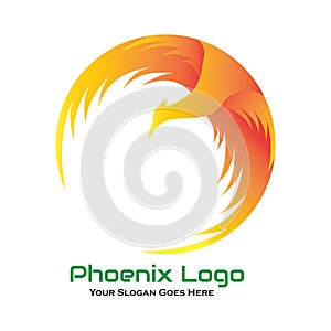 Vector logo design PHOENIX ORANGE ON THE AIR. Creative and elegant for your logo.