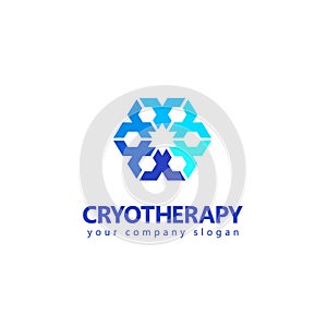 Vector logo design. Snowflake sign for cryo therapy photo