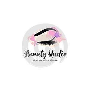 Vector logo design template for beauty salon. Make up. Lash and Brow