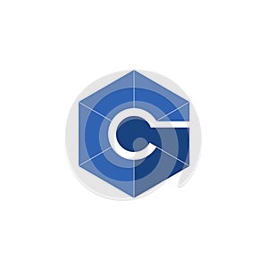 Vector logo design template. Blue hexagon infinity loop shape, business technology abstract symbol. Letter G icon