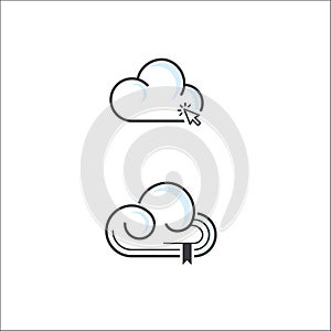 Vector logo design template for cloud minimal illustration with bookmark sign
