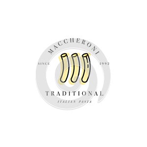 Vector logo design template and emblem or badge. Italian pasta - maccheroni. Linear logos.