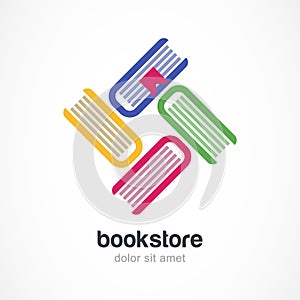 Vector logo design template. Multicolor books flat icon.