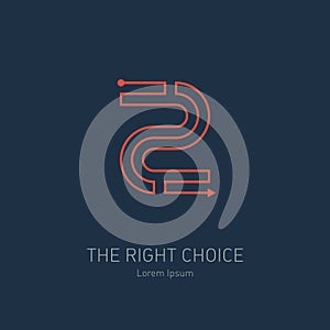 Vector logo design template, number 2. Concept idea of the right