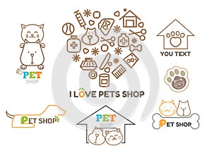 Vector logo design template for pet shops set