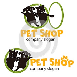 Vector logo design template for pet shops, veterinary clinics and animal shelters. Funny Cartoon logo illustration. Vector logo te