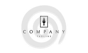 Vector logo on which an abstract image of an ancient arrowhead.