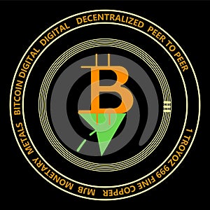 Vector Logo Digital Cryptocurrency Bitcoin. Vector Illustration .Financial Growth Concept