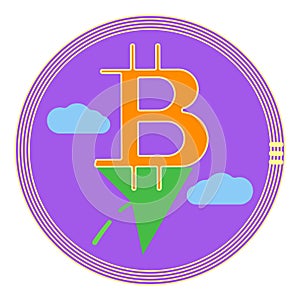 Vector Logo Digital Cryptocurrency Bitcoin. Vector Illustration . Financial Growth Concept