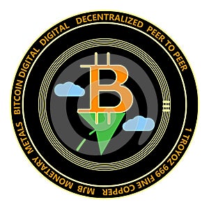 Vector Logo Digital Cryptocurrency Bitcoin. Vector Illustration .Financial Growth Concept