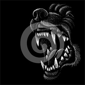 The Vector logo dog  or wolf for tattoo or T-shirt design or outwear.