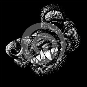 The Vector logo dog  or wolf for tattoo or T-shirt design or outwear.  Cute print style dog  or wolf  background. This hand